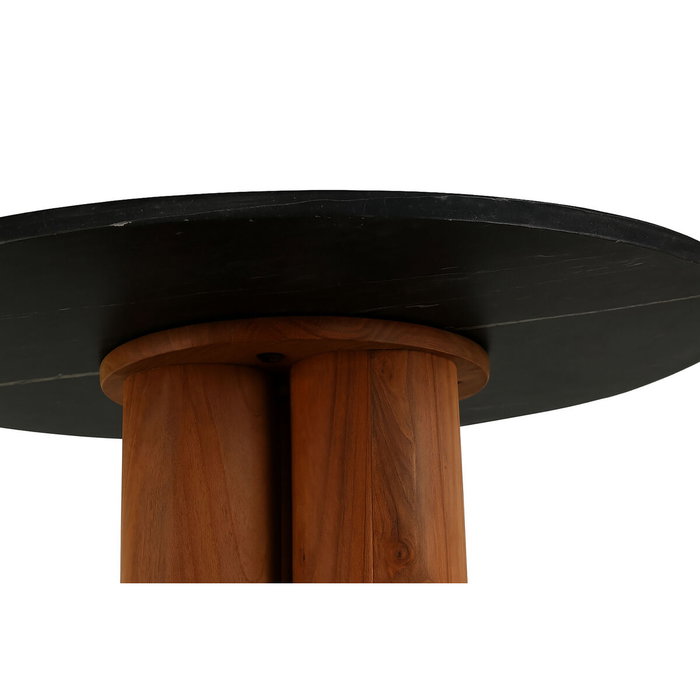 DKD Home Decor Mesa Redonda Comedor Moderno Acacia Marmol Negro Natural 106 x 76 x 106 cm