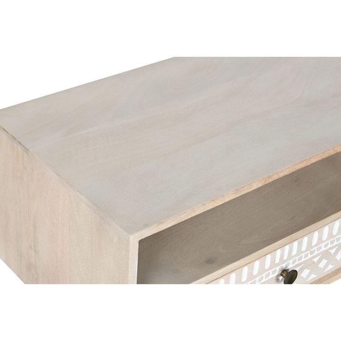 DKD Home Decor Mueble TV JB CENEF Boho Blanco Natural Mango 130x40x45 cm