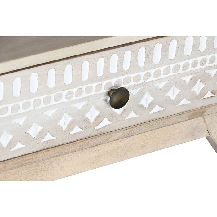 DKD Home Decor Mueble TV JB CENEF Boho Blanco Natural Mango 130x40x45 cm