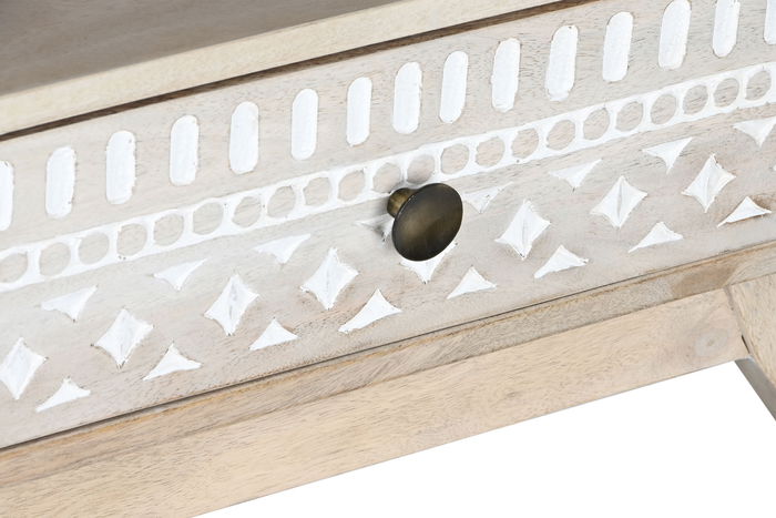 DKD Home Decor Mueble TV JB CENEF Boho Blanco Natural Mango 130x40x45 cm