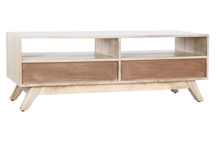 DKD Home Decor Mueble TV JB CENEF Boho Blanco Natural Mango 130x40x45 cm