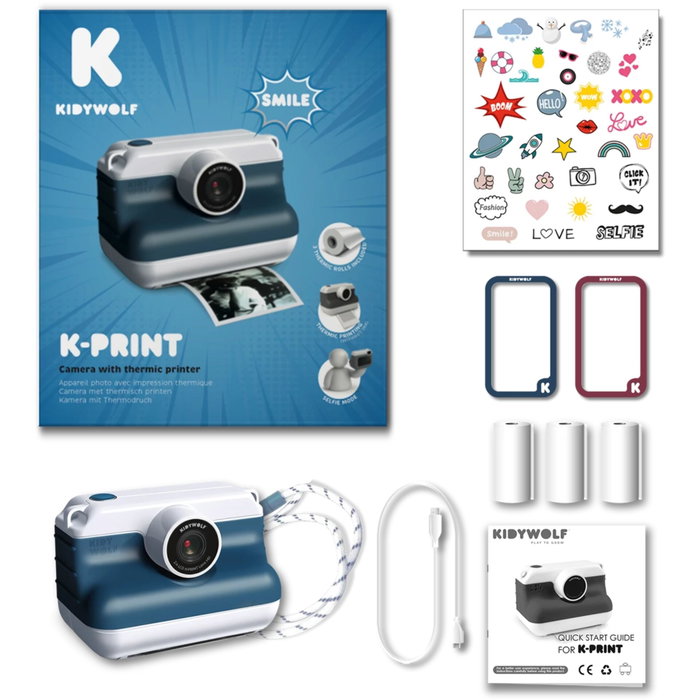 Kidywolf K-PRINT Azul Cámara instantánea con función selfie