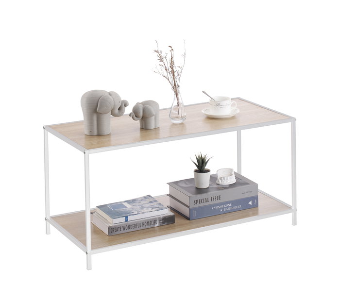 Inde Mueble Auxiliar 2 Niveles Madera y Metal 78 x 38 x 38 cm (3 Unidades)