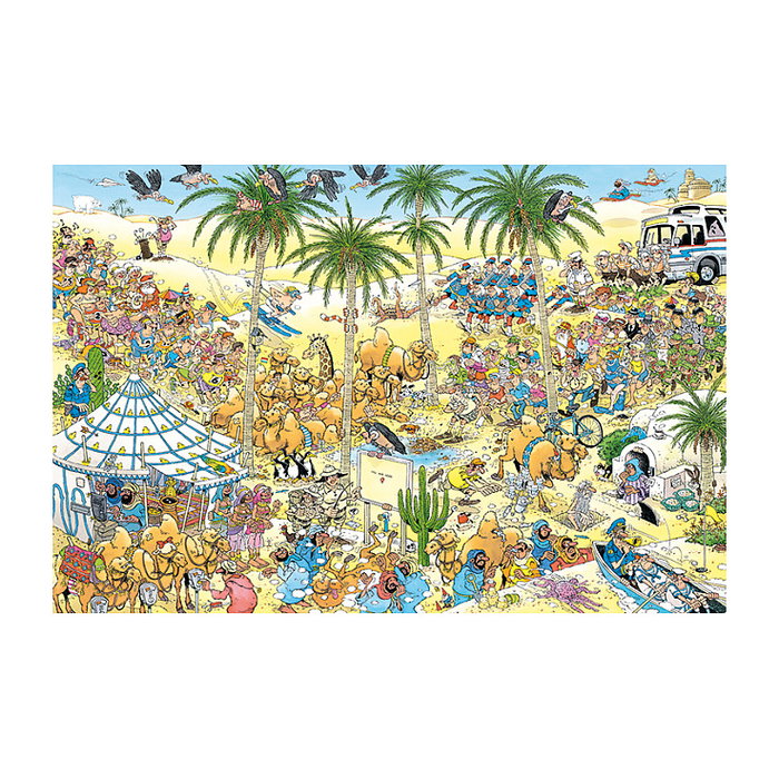 Jumbo Spiele Puzzle Jan van Haasteren Die Oase 1500 Piezas (19059) - Rompecabezas Adulto Cómico Multilingüe