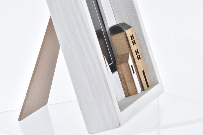DKD Home Decor Marco de Fotos 10x15 Madera y Cristal Casas