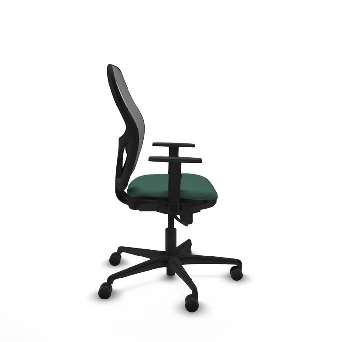 Silla de oficina Jorquera con mecanismo Sincro tapizada con Tela color Verde botella y malla color Gris. Equipada con lumbar 1D, Brazos 1D y Ruedas 65mm nailon Silla de oficina Jorquera con mecanismo Sincro tapizada con Tela color Verde botella y malla color Gris. Equipada con lumbar 1D, Brazos 1D y Ruedas 65mm nailon