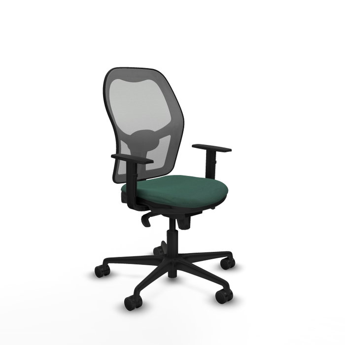 Silla de oficina Jorquera con mecanismo Sincro tapizada con Tela color Verde botella y malla color Gris. Equipada con lumbar 1D, Brazos 1D y Ruedas 65mm nailon Silla de oficina Jorquera con mecanismo Sincro tapizada con Tela color Verde botella y malla color Gris. Equipada con lumbar 1D, Brazos 1D y Ruedas 65mm nailon