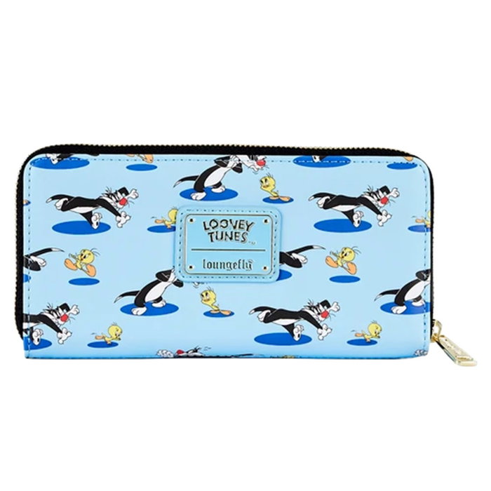 Loungefly Cartera Zip Around Looney Tunes Piolín y Silvestre 80 Aniversario Warner Brothers Cuero Vegano 20 cm
