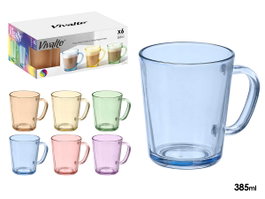VIVALTO Jarra Mug Surtido 6 Colores 385 ml (Pack de 24)