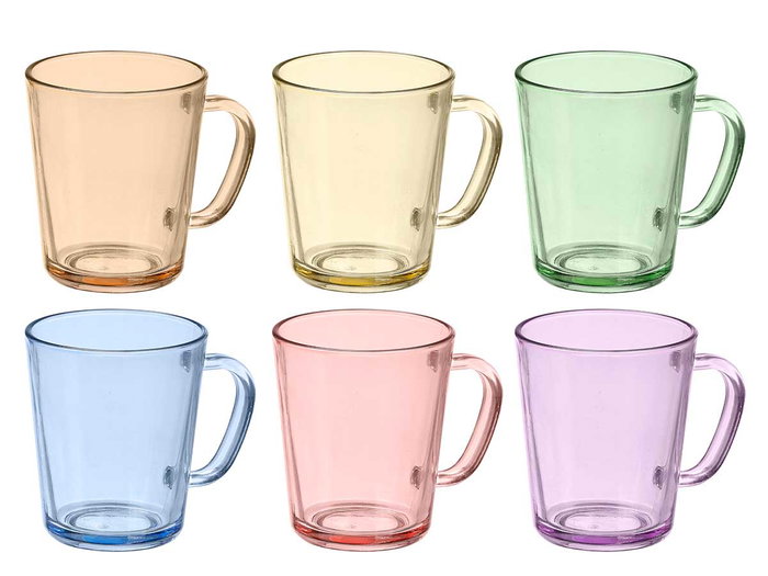VIVALTO Jarra Mug Surtido 6 Colores 385 ml (Pack de 24)