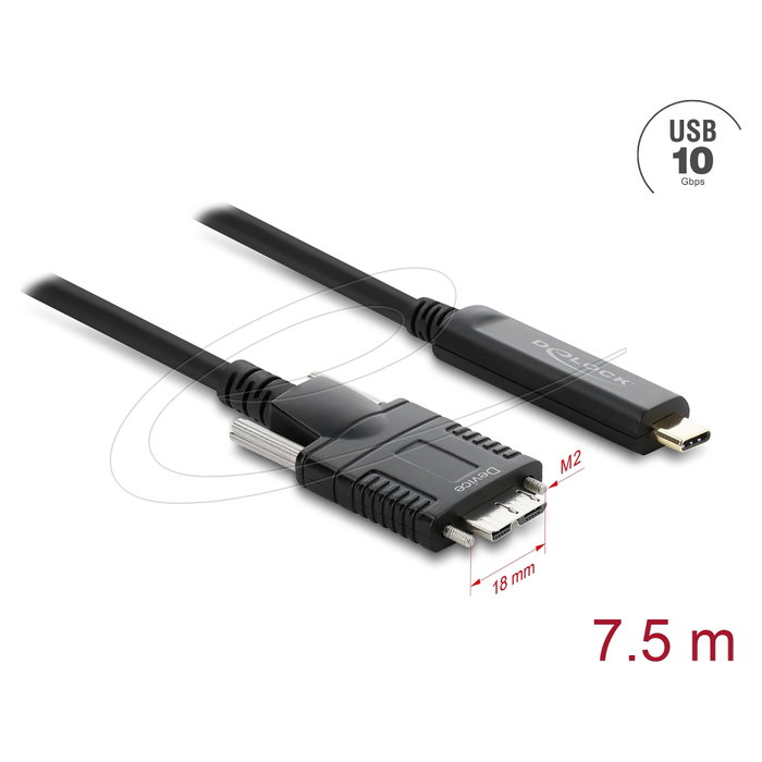 DeLOCK Cable Óptico Activo USB Type-C a Micro-B 10 Gbps 7,5 m DeLOCK Cable Óptico Activo USB Type-C a Micro-B 10 Gbps 7,5 m