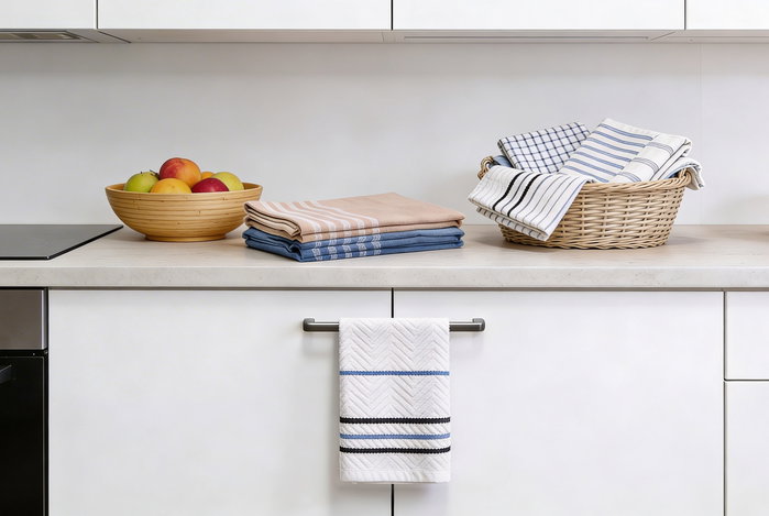 Inde Paños de Cocina de Algodón a Rayas 50x50cm, Pack de 24