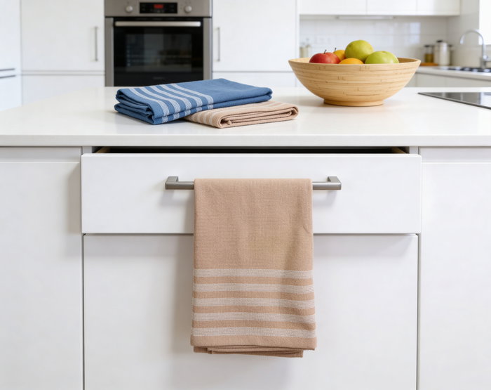 Inde Paños de Cocina de Algodón a Rayas 50x50cm, Pack de 24