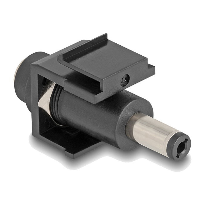 DeLOCK Módulo Keystone Adaptador DC 5.5 x 2.1 mm Hembra a DC 5.5 x 2.5 mm Macho, Negro, Plano