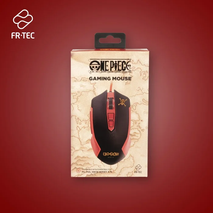 Fr tec OP4002 Ratón Gaming Oficial One Piece Luffy Ergonómico para Mano Derecha, 7 Botones, 8000 DPI, Retroiluminación LED RGB Multicolor, Cable USB
