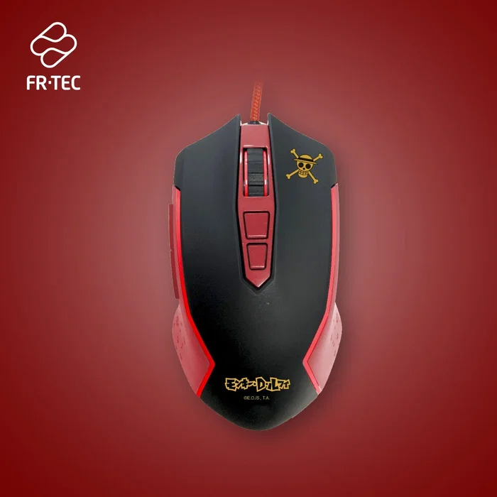 Fr tec OP4002 Ratón Gaming Oficial One Piece Luffy Ergonómico para Mano Derecha, 7 Botones, 8000 DPI, Retroiluminación LED RGB Multicolor, Cable USB