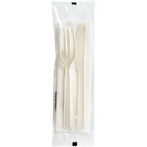 Ecoecho Set de Cubiertos Petit Desechables de Material Biodegradable Cpla con Servilleta, 15 Unidades - (250)