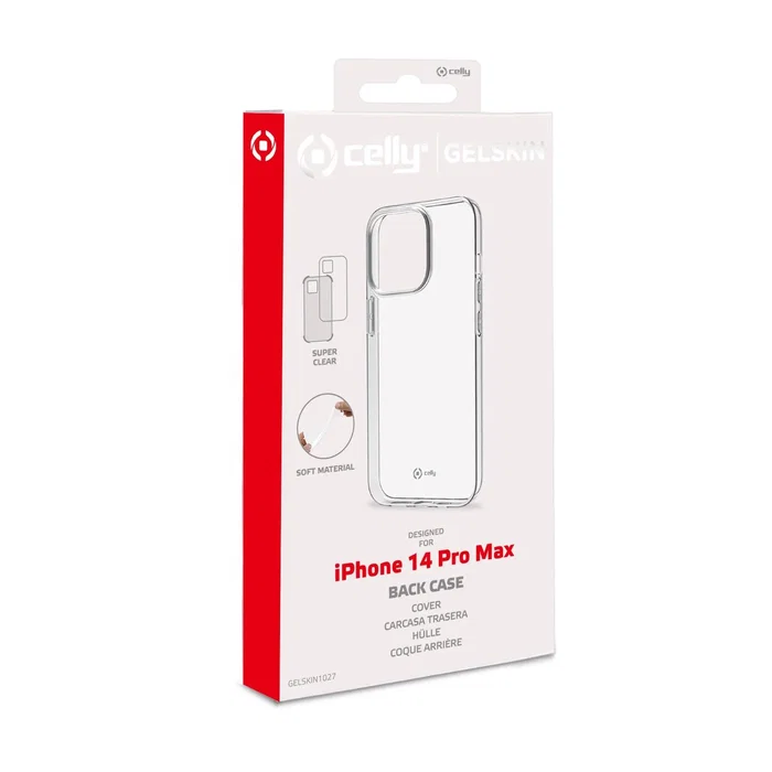 Celly Funda para iPhone 14 Pro Max 6.7" - Gelskin TPU Flexible Transparente, Protección Antichoque