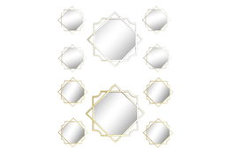 DKD Home Decor Set de 5 Espejos Geométricos 50x50 cm en Colores Surtidos de Dorado y Champán