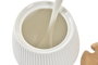 DKD Home Decor Set de 4 Salseras de Porcelana y Bambú Blanco y Natural