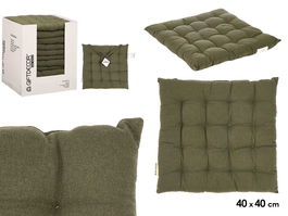 Giftdecor Cojín Silla Verde 40x5.5x40 cm, Interior 100% Algodón, Exterior Algodón-Poliéster (Set de 12)