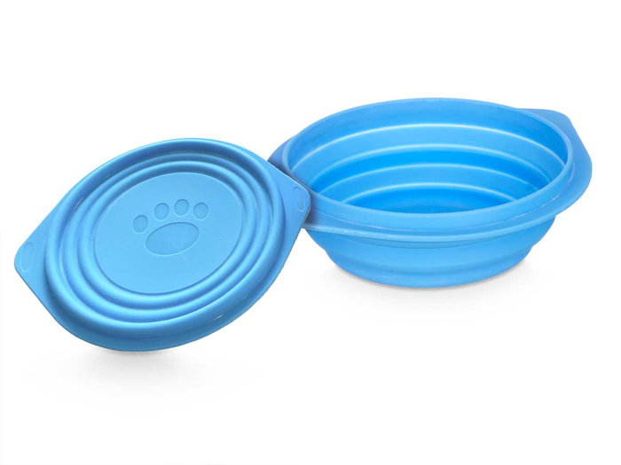 Mascow Comedero Mascota Tapa Plegable Silicona Azul 21x19x2.2 cm (Set de 12)