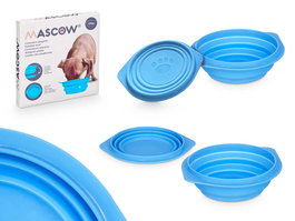 Mascow Comedero Mascota Tapa Plegable Silicona Azul 21x19x2.2 cm (Set de 12)
