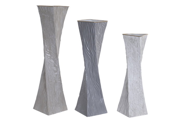 DKD Home Decor Set de 3 Jarrones de Metal Esprial 13x13x56 cm DKD Home Decor Set de 3 Jarrones de Metal Esprial 13x13x56 cm