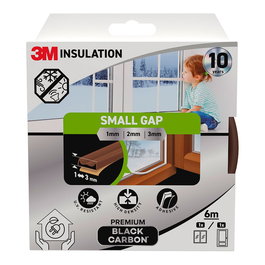 3M Burlete de Aislamiento Premium Refuerzo Polvo Carbono 6 m Marrón, para Puertas y Ventanas Huecos 1-3 mm, Aisla Frío, Calor, Polvo, Ruido y Viento