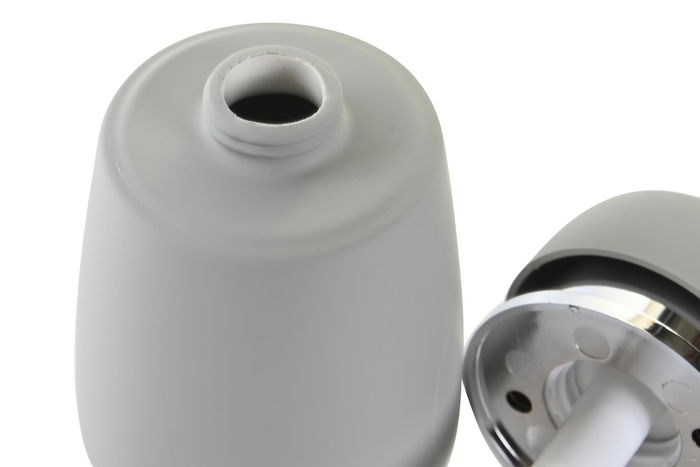 DKD Home Decor Dosificador 8 x 14.5 x 8 cm Gris Claro Plateado Gres 2 Unidades