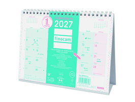 FINOCAM Calendario de sobremesa triangular chic 2027 turquesa para escribir