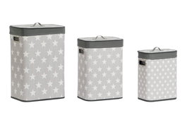 DKD Home Decor Set de 3 Cestas para la Ropa con Diseño de Estrellas, 40x30x60 cm