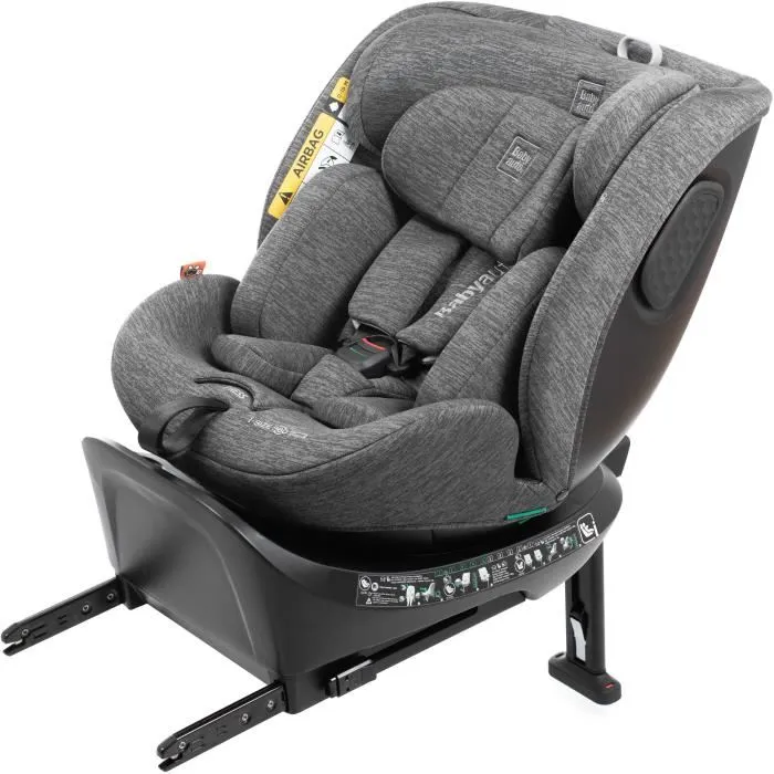 Babyauto BAB8435593702970 Silla de Coche Grupo 0/1/2/3 I-Size Isofix Giratoria Reclinable hasta 150 cm Gris