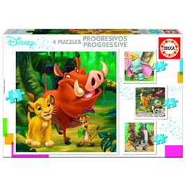 Educa Puzzles Progresivos Disney Dumbo, Bambi, El Rey León 18104
