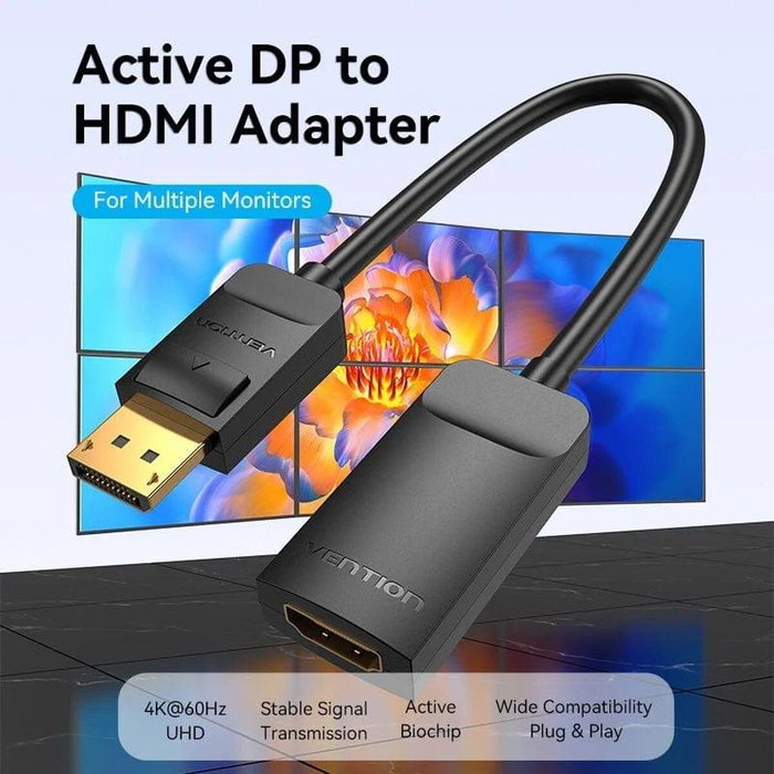 Vention Cable Conversor DisplayPort Macho a HDMI Hembra 4K 15cm Negro
