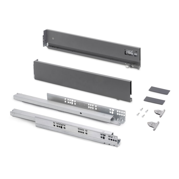 Emuca Cajón exterior Vertex con regulación 3D de altura 93mm, 40kg, profundidad 500mm, Acero, Gris antracita Emuca Cajón exterior Vertex con regulación 3D de altura 93mm, 40kg, profundidad 500mm, Acero, Gris antracita