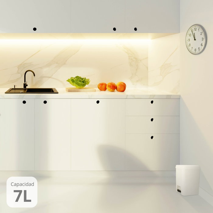 Dovelis Pack de 6 Cubos de Basura con Pedal 7L Blanco Retráctil Dovelis Pack de 6 Cubos de Basura con Pedal 7L Blanco Retráctil