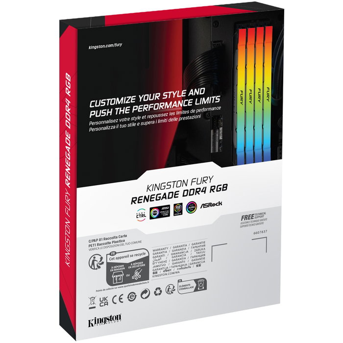 Kingston FURY Renegade RGB 64GB 3600MT/s DDR4 CL18 DIMM Kit de 2