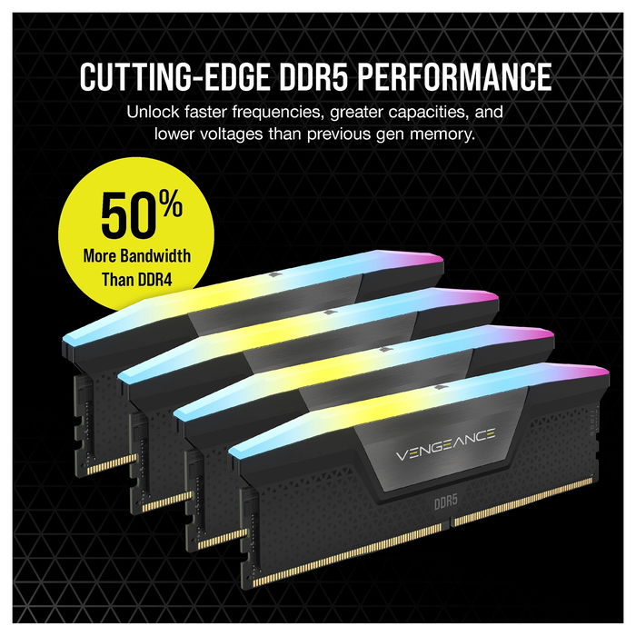 Corsair CMH128GX5M4B5600C40 Memoria RAM DDR5 128GB (4x32GB) 5600MHz CL40 Vengeance RGB para PC
