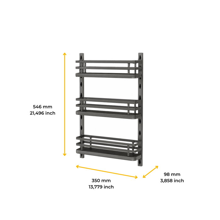 Emuca Kit de bandejas para especiero Titane para mueble de cocina o pared, Acero, Gris antracita