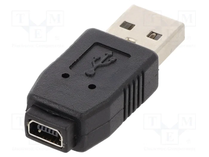 DeLOCK Adaptador USB-A hembra a mini USB-B 5 pines macho<|image>{ DeLOCK Adaptador USB-A hembra a mini USB-B 5 pines macho<|image>{