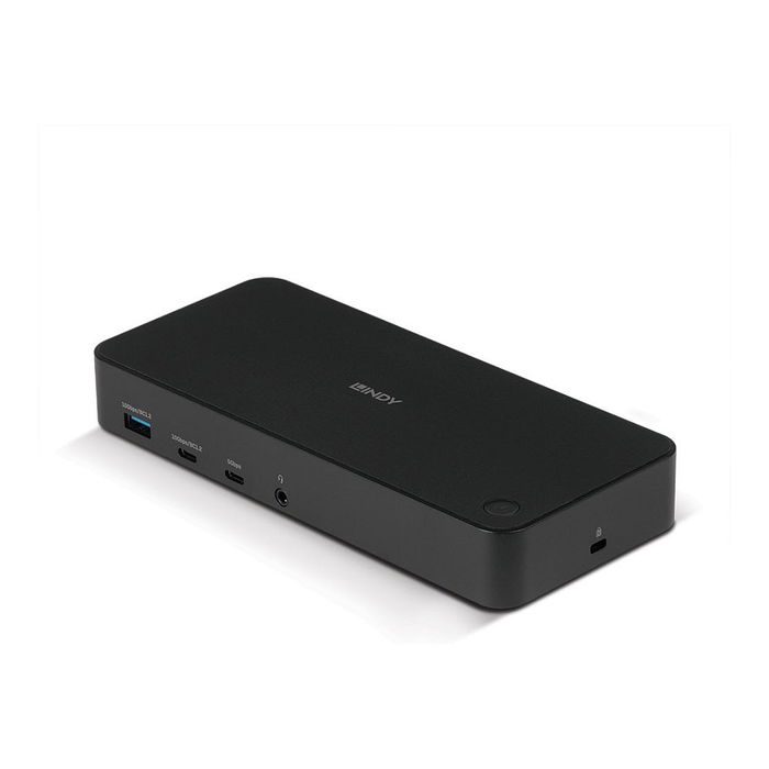 LINDY 43366 DST-Pro UniversalDock USB 3.2 Gen 2 Type-C Hub de Ordenador Portátil con 3 HDMI, 2 DisplayPort, Ethernet, Negro