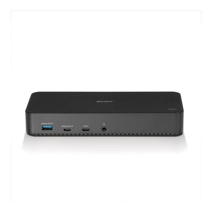 LINDY 43366 DST-Pro UniversalDock USB 3.2 Gen 2 Type-C Hub de Ordenador Portátil con 3 HDMI, 2 DisplayPort, Ethernet, Negro