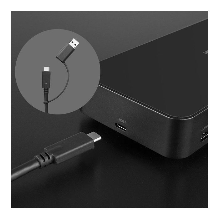 LINDY 43366 DST-Pro UniversalDock USB 3.2 Gen 2 Type-C Hub de Ordenador Portátil con 3 HDMI, 2 DisplayPort, Ethernet, Negro