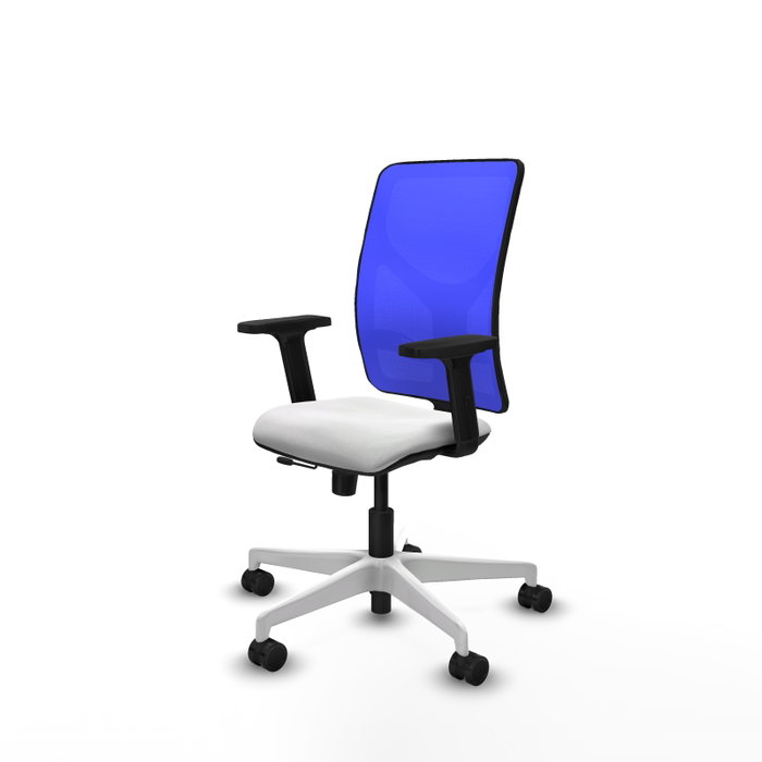 PIQUERAS Y CRESPO Silla de oficina Motilla con mecanismo Sincro/Traslack, Azul y Blanco
