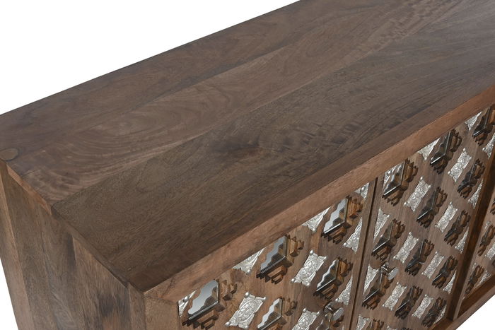 DKD Home Decor Buffet 150x38x80 cm Mango y Espejo Natural Plateado