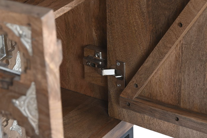 DKD Home Decor Buffet 150x38x80 cm Mango y Espejo Natural Plateado