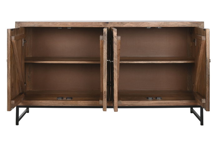 DKD Home Decor Buffet 150x38x80 cm Mango y Espejo Natural Plateado