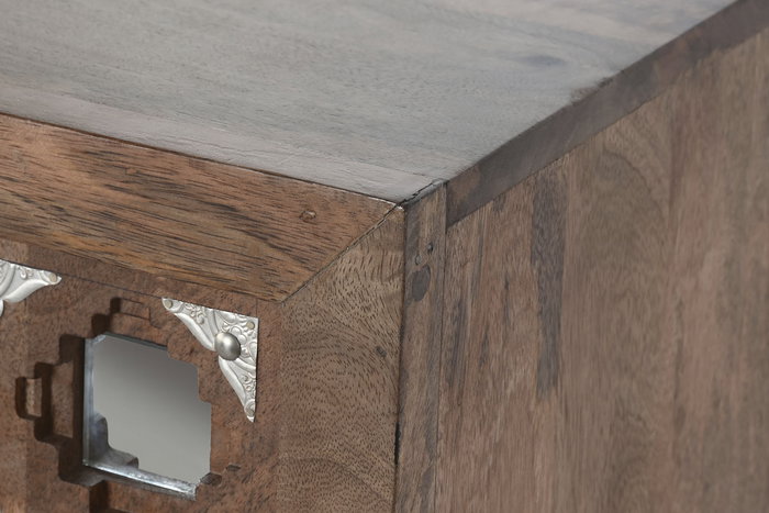 DKD Home Decor Buffet 150x38x80 cm Mango y Espejo Natural Plateado