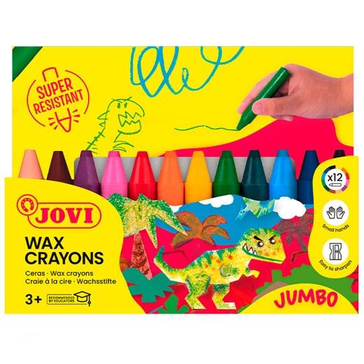 Jovi Ceras Wax Crayons Jumbo Estuche 12 Ud Colores Surtidos para Niños Jovi Ceras Wax Crayons Jumbo Estuche 12 Ud Colores Surtidos para Niños